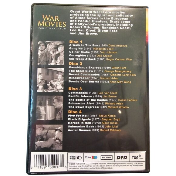 War Movies WWII Collection DVD Set 20 Films Robert Mitchum Glenn Ford  TH-859 - Picture 2 of 2